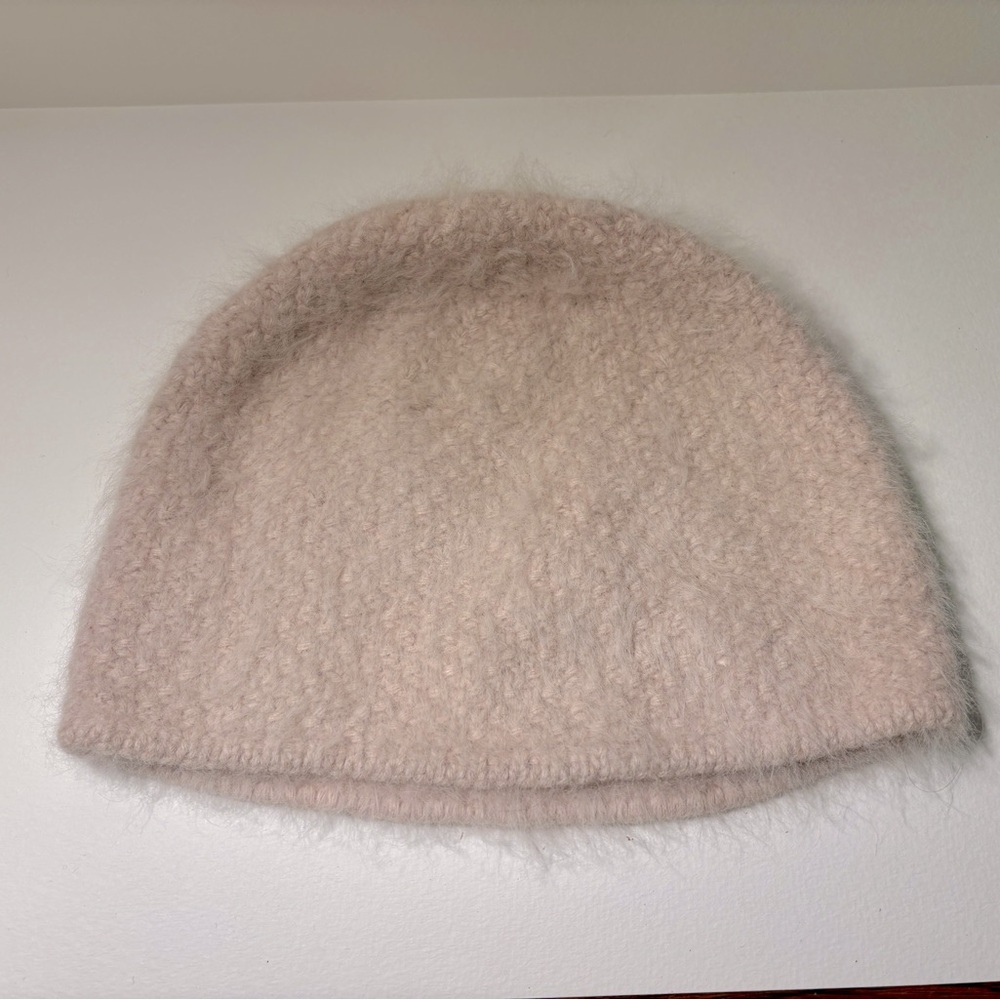 Light pink angora beanie